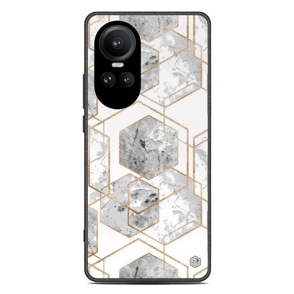 Stylish Marble Series Soft Phone Case - Premium Glass Case - Design 2 - Oppo Reno 10 Pro