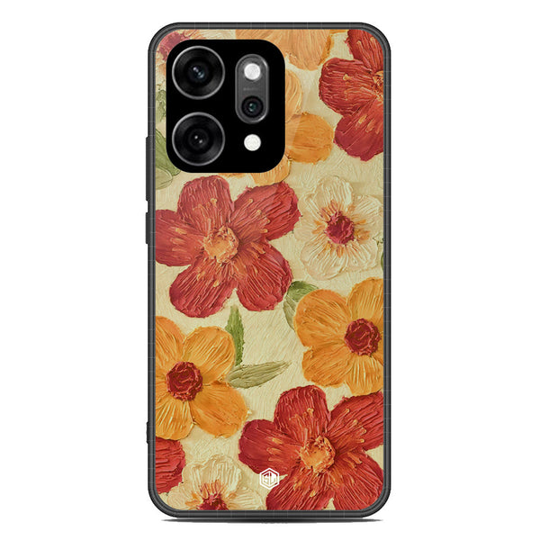 Floral Series Soft Phone Case - Glass Case - Design 6 - Oppo Reno 14