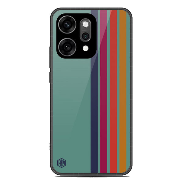 Retro Stripes Series Soft Phone Case - Glass Case - Design 5 - Oppo Reno 14