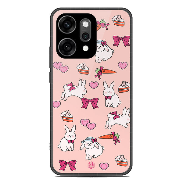 Cute Korean Design Series Soft Phone Case - Glass Case - Design 1 - Oppo Reno 14