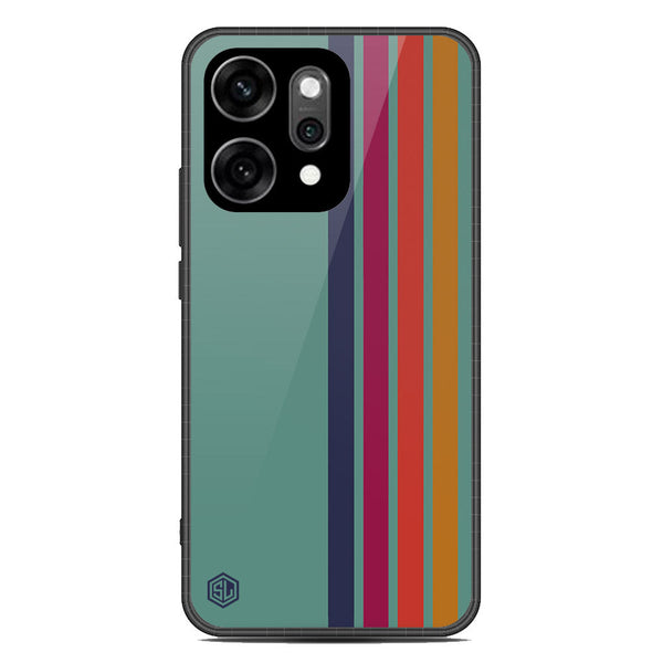 Retro Stripes Series Soft Phone Case - Glass Case - Design 5 - Oppo Reno 14 Pro