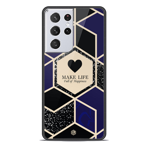 Happiness Series Soft Phone Case - Premium Glass Case - Design 1 - Samsung Galaxy S21 Ultra 5G