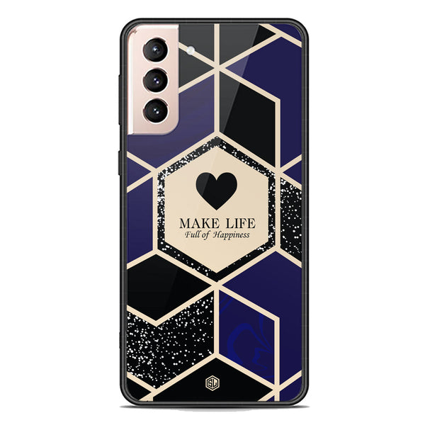 Happiness Series Soft Phone Case - Premium Glass Case - Design 1 - Samsung Galaxy S21 5G