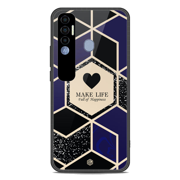 Happiness Series Soft Phone Case - Premium Glass Case - Design 1 - Tecno Spark 7 Pro