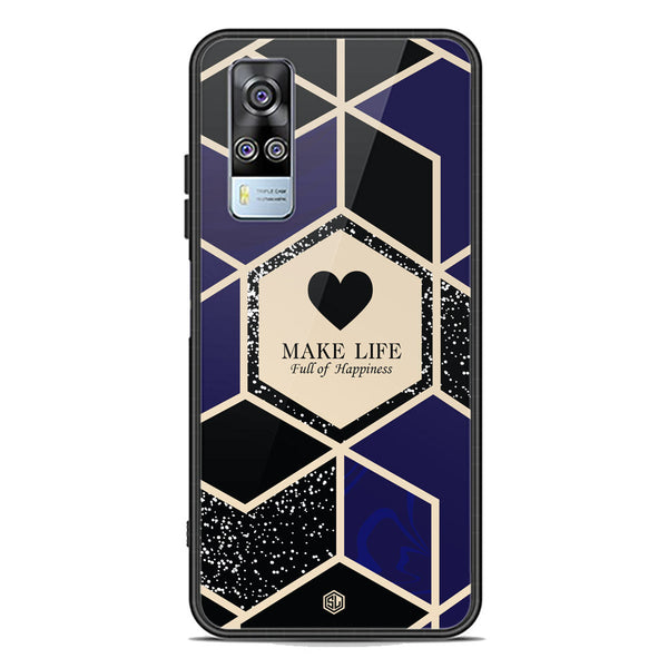 Happiness Series Soft Phone Case - Premium Glass Case - Design 1 - Vivo Y51 (2020 December)