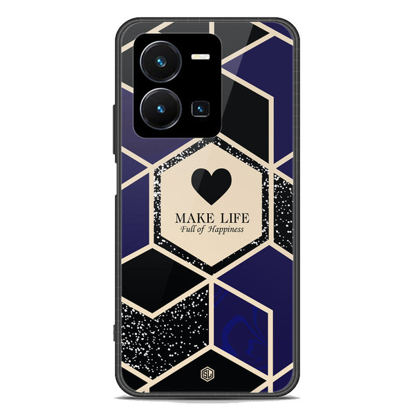 Happiness Series Soft Phone Case - Premium Glass Case - Design 1 - Vivo Y35