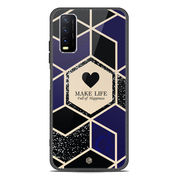 Happiness Series Soft Phone Case - Premium Glass Case - Design 1 - Vivo Y20i