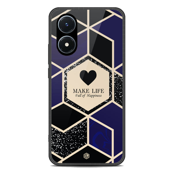 Happiness Series Soft Phone Case - Premium Glass Case - Design 1 - Vivo Y02s