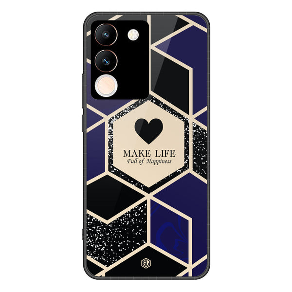Happiness Series Soft Phone Case - Premium Glass Case - Design 1 - Vivo V29e