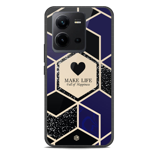 Happiness Series Soft Phone Case - Premium Glass Case - Design 1 - Vivo V25e