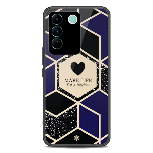 Happiness Series Soft Phone Case - Premium Glass Case - Design 1 - Vivo S16e