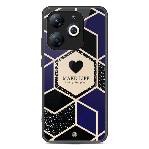 Happiness Series Soft Phone Case - Premium Glass Case - Design 1 - Tecno Spark Go 2024