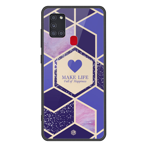 Happiness Series Soft Phone Case - Premium Glass Case - Design 2 - Samsung Galaxy A21s