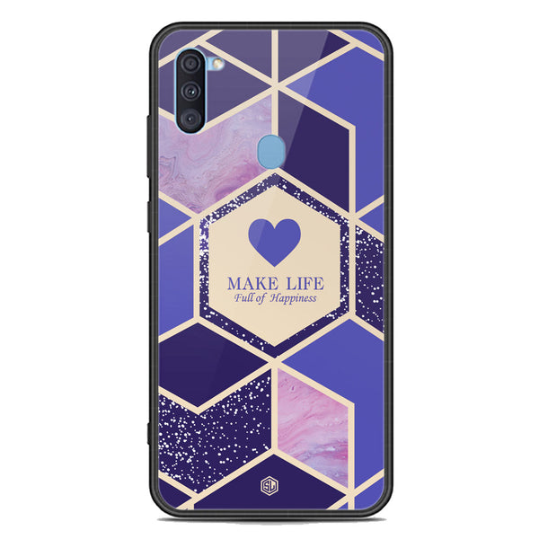 Happiness Series Soft Phone Case - Premium Glass Case - Design 2 - Samsung Galaxy A11