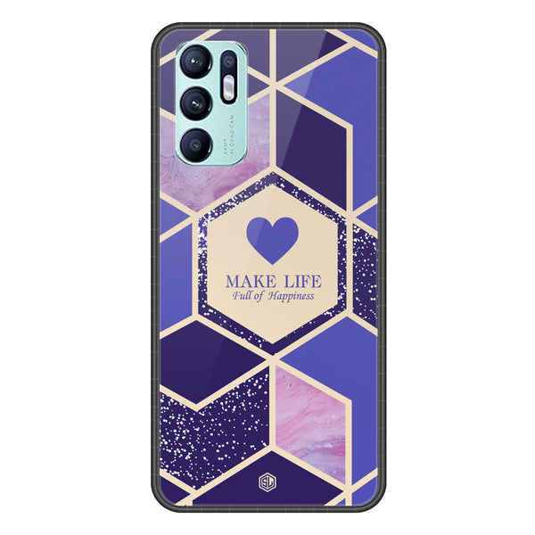 Happiness Series Soft Phone Case - Premium Glass Case - Design 2 - Oppo Reno 6