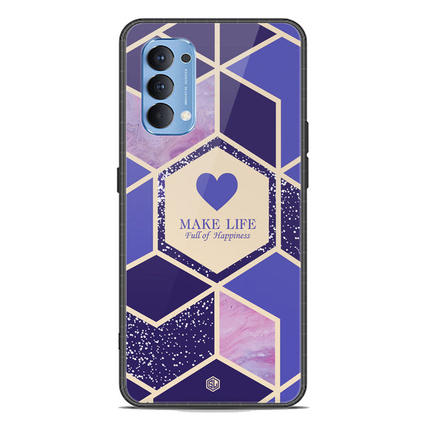 Happiness Series Soft Phone Case - Premium Glass Case - Design 2 - Oppo Reno 4