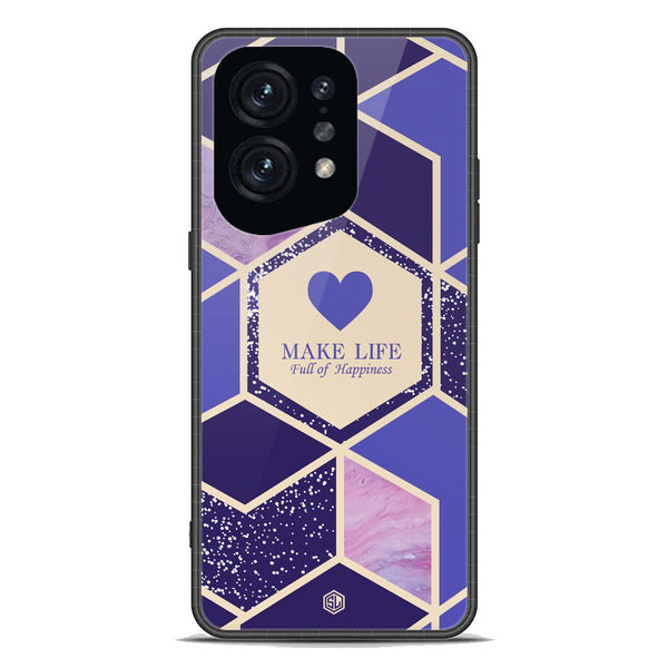 Happiness Series Soft Phone Case - Premium Glass Case - Design 2 - Oppo Find X5