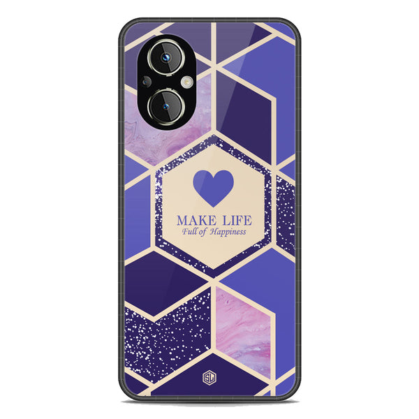 Happiness Series Soft Phone Case - Premium Glass Case - Design 2 - Oppo A96 5G