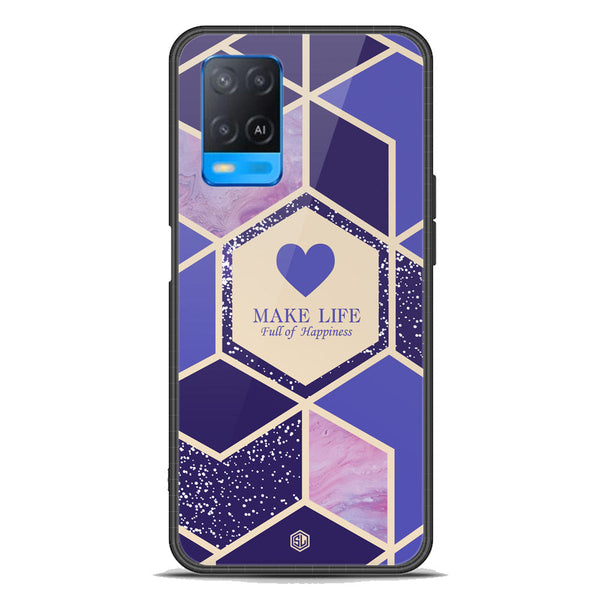 Happiness Series Soft Phone Case - Premium Glass Case - Design 2 - Oppo A54 4G