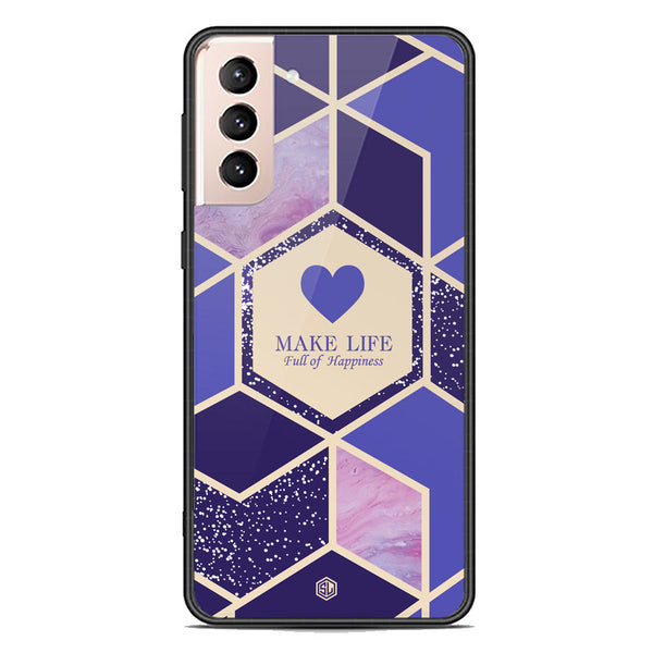 Happiness Series Soft Phone Case - Premium Glass Case - Design 2 - Samsung Galaxy S22 5G