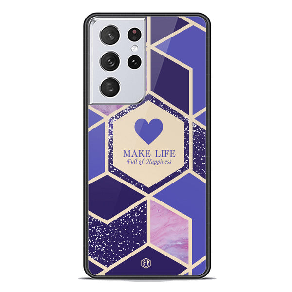 Happiness Series Soft Phone Case - Premium Glass Case - Design 2 - Samsung Galaxy S21 Ultra 5G