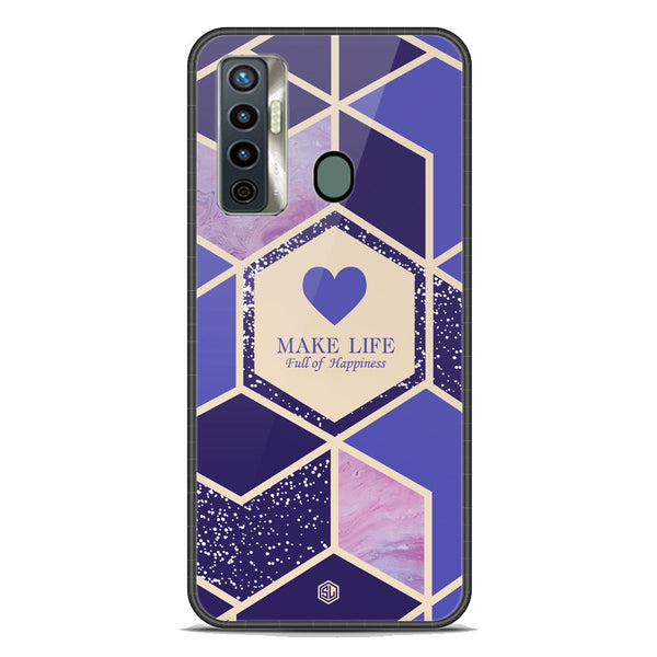 Happiness Series Soft Phone Case - Premium Glass Case - Design 2 - Tecno Camon 17