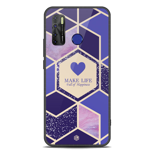 Happiness Series Soft Phone Case - Premium Glass Case - Design 2 - Tecno Camon 15