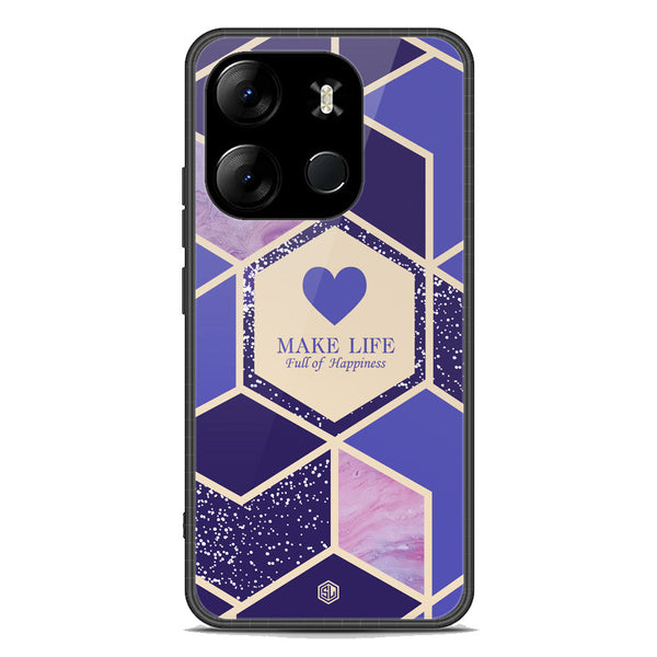 Happiness Series Soft Phone Case - Premium Glass Case - Design 2 - Tecno Spark Go 2023