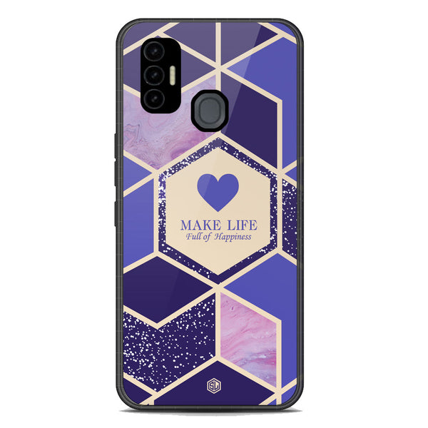 Happiness Series Soft Phone Case - Premium Glass Case - Design 2 - Tecno Spark 7