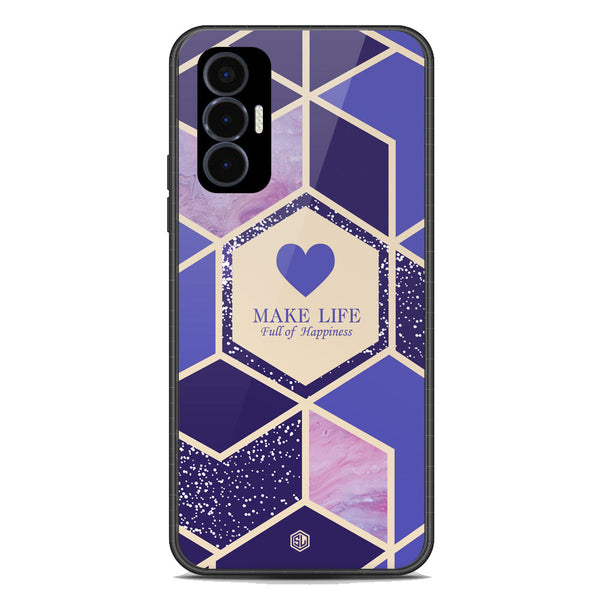 Happiness Series Soft Phone Case - Premium Glass Case - Design 2 - Tecno Pova 3