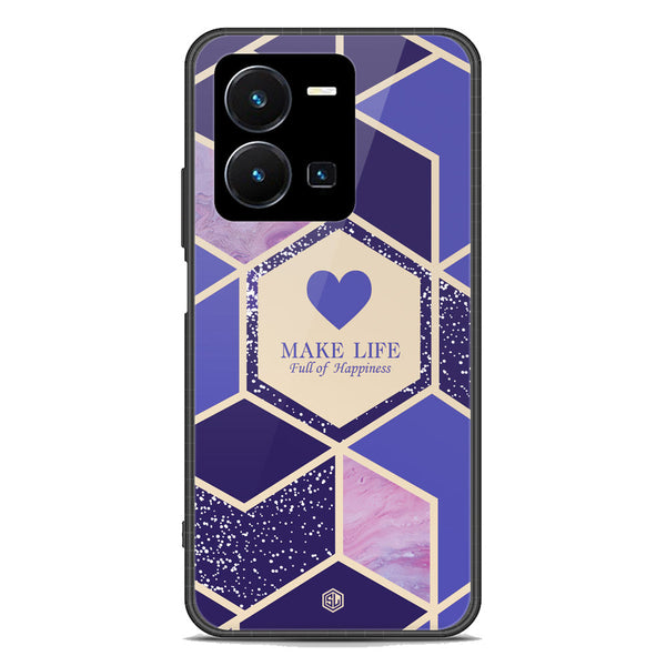 Happiness Series Soft Phone Case - Premium Glass Case - Design 2 - Vivo Y35
