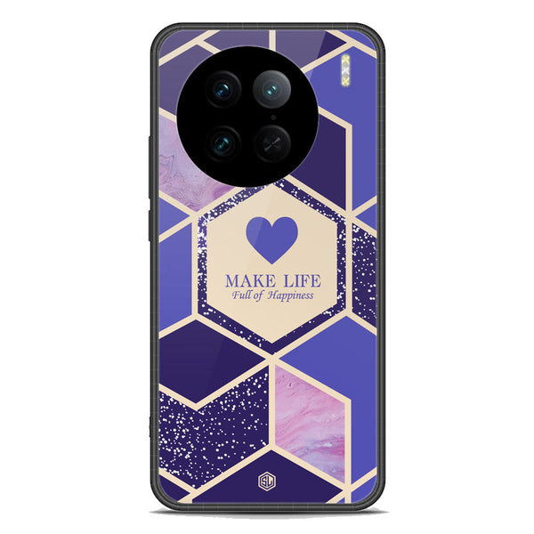 Happiness Series Soft Phone Case - Premium Glass Case - Design 2 - Vivo X90 Pro