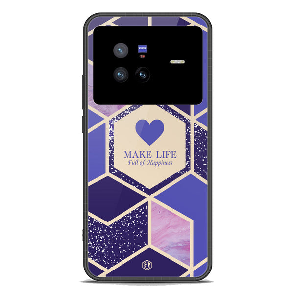Happiness Series Soft Phone Case - Premium Glass Case - Design 2 - Vivo X80