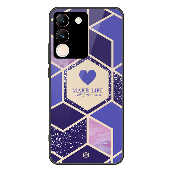 Happiness Series Soft Phone Case - Premium Glass Case - Design 2 - Vivo V29e