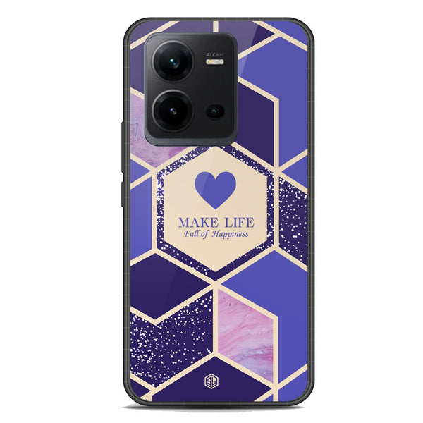 Happiness Series Soft Phone Case - Premium Glass Case - Design 2 - Vivo V25e