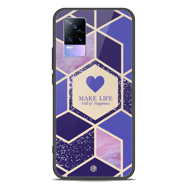 Happiness Series Soft Phone Case - Premium Glass Case - Design 2 - Vivo V21e