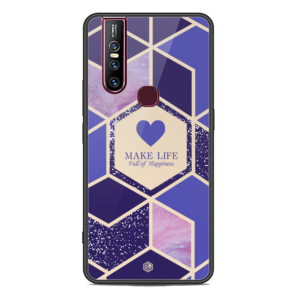 Happiness Series Soft Phone Case - Premium Glass Case - Design 2 - Vivo V15