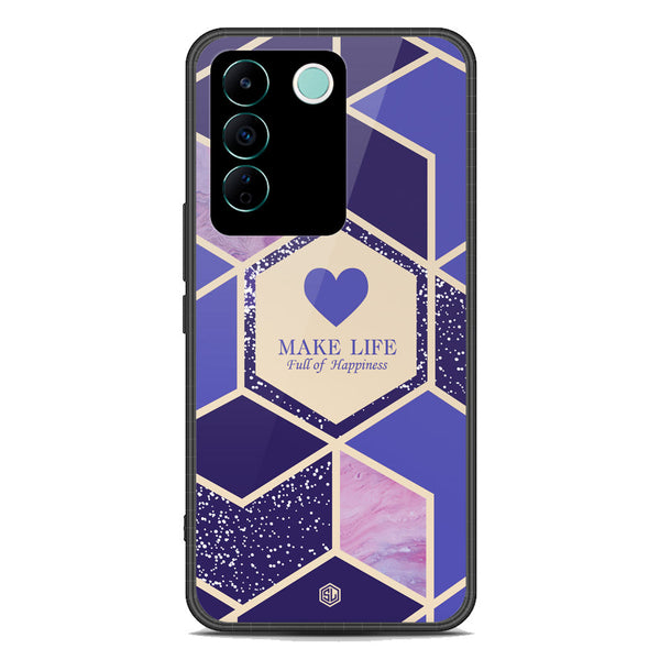 Happiness Series Soft Phone Case - Premium Glass Case - Design 2 - Vivo S16e