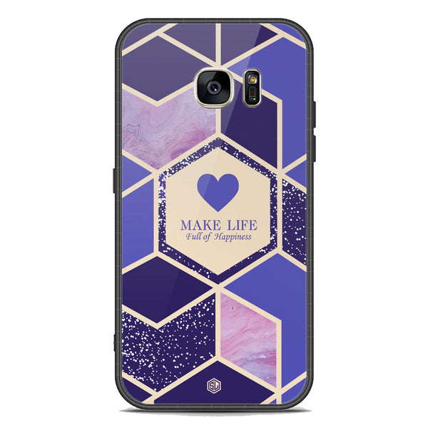 Happiness Series Soft Phone Case - Premium Glass Case - Design 2 - Samsung Galaxy S7