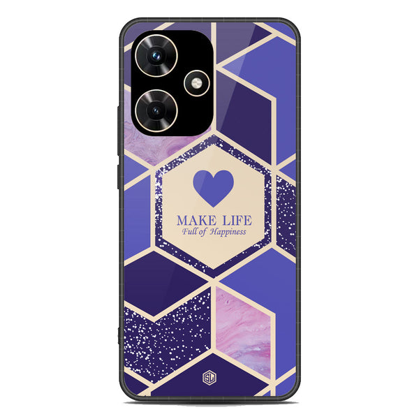 Happiness Series Soft Phone Case - Premium Glass Case - Design 2 - Infinix Hot 30i