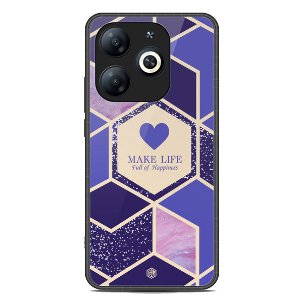 Happiness Series Soft Phone Case - Premium Glass Case - Design 2 - Infinix Hot 40i
