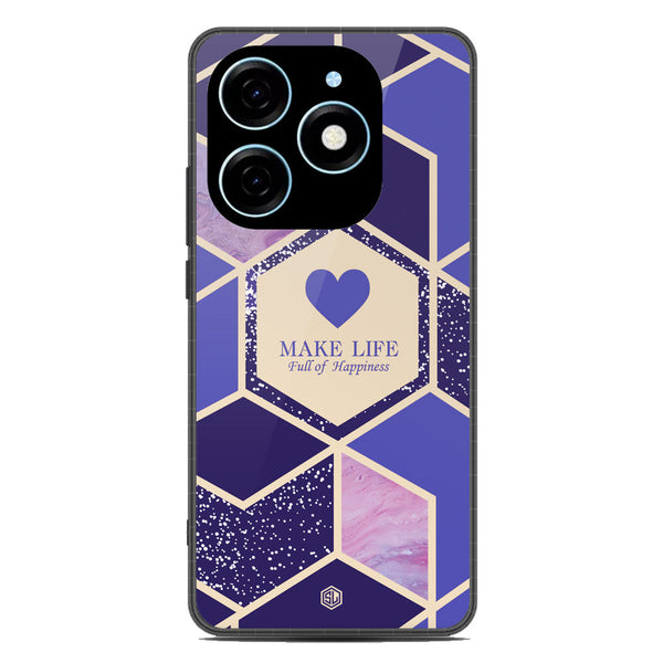 Happiness Series Soft Phone Case - Premium Glass Case - Design 2 - Tecno Spark 20C