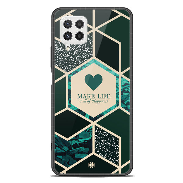 Happiness Series Soft Phone Case - Premium Glass Case - Design 4 - Samsung Galaxy A22 4G