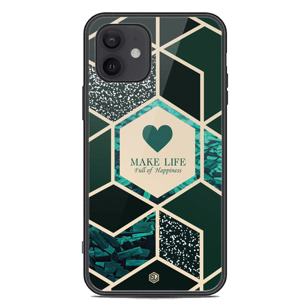 Happiness Series Soft Phone Case - Premium Glass Case - Design 4 - iPhone 12 Mini