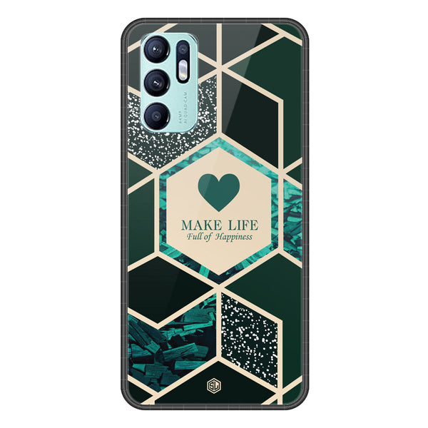 Happiness Series Soft Phone Case - Premium Glass Case - Design 4 - Oppo Reno 6