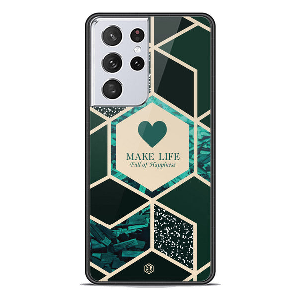 Happiness Series Soft Phone Case - Premium Glass Case - Design 4 - Samsung Galaxy S21 Ultra 5G