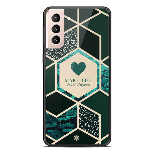 Happiness Series Soft Phone Case - Premium Glass Case - Design 4 - Samsung Galaxy S21 FE 5G