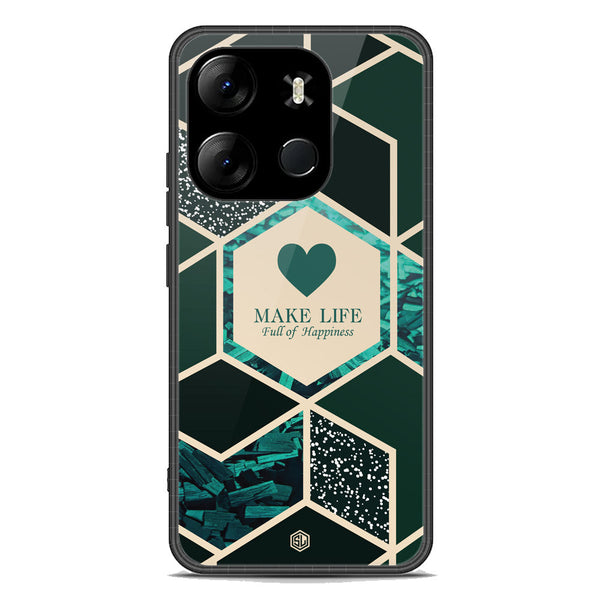 Happiness Series Soft Phone Case - Premium Glass Case - Design 4 - Tecno Spark Go 2023
