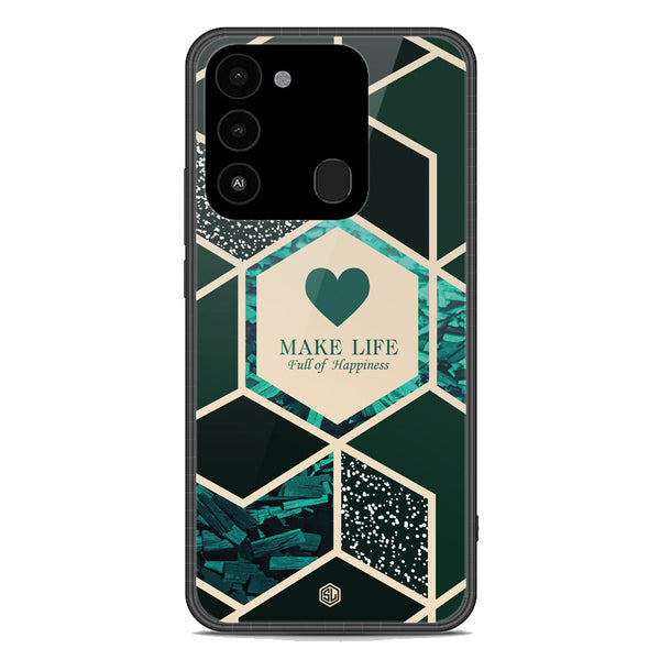 Happiness Series Soft Phone Case - Premium Glass Case - Design 4 - Tecno Spark 8C