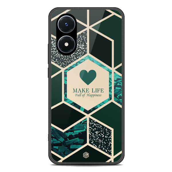 Happiness Series Soft Phone Case - Premium Glass Case - Design 4 - Vivo Y02s